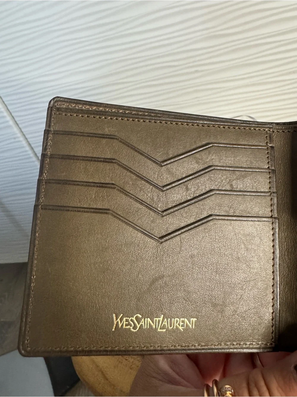 Yves Saint Laurent Gold Snap Detail on Olive Leather